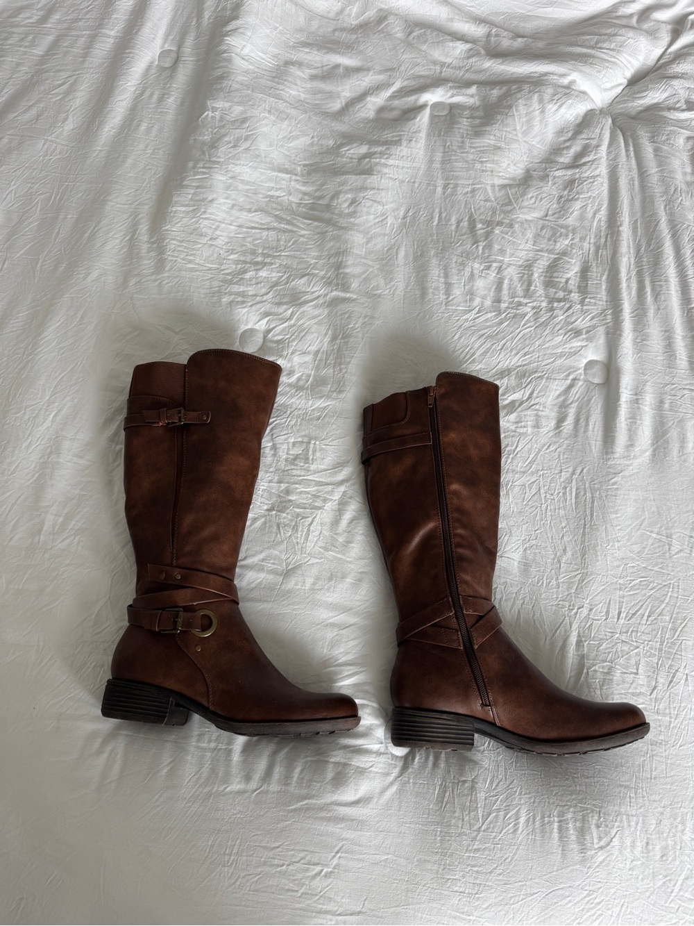Kim Rogers Brown Tall Riding Boots with Buckle Detail